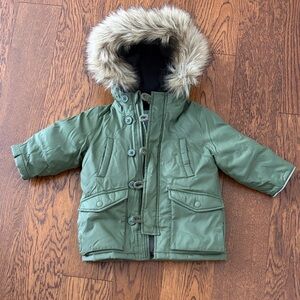 GAP Green Fur-Trimmed Hooded Jacket